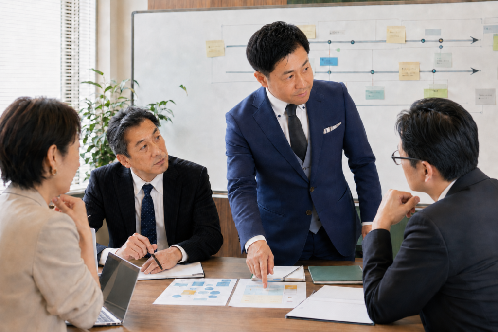 経営者・経営陣と事業計画を検討する経営層伴走支援の様子